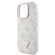 Guess GUHCP16LP4TDPP iPhone 16 Pro 6.3" różowy/pink keménytok bőr 4G háromszög Strass MagSafe