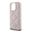 Guess GUHCP16LPSQQSQSP iPhone 16 Pro 6.3" różowy/pink keménytok steppelt fém logóval