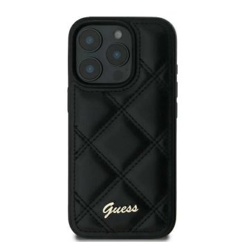   Guess Quilted Metal Logo GUHCP16MPSQQSQSK iPhone 16 Plus 6.7" hátlap, tok, fekete