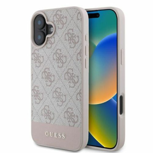 Guess GUHCP16SG4GLPI iPhone 16 6.1" 4G Bottom Stripe tok, rózsaszín