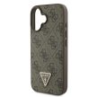 Guess GUHCP16SP4TDPW iPhone 16 6.1" PU Leather 4G Triangle Strass MagSafe tok, barna