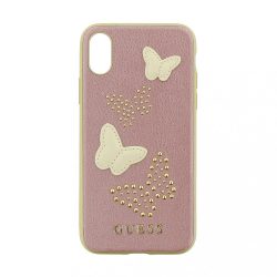   Guess iPhone X/Xs Studs and Sparlkes Butterfies hátlap tok, rozé arany