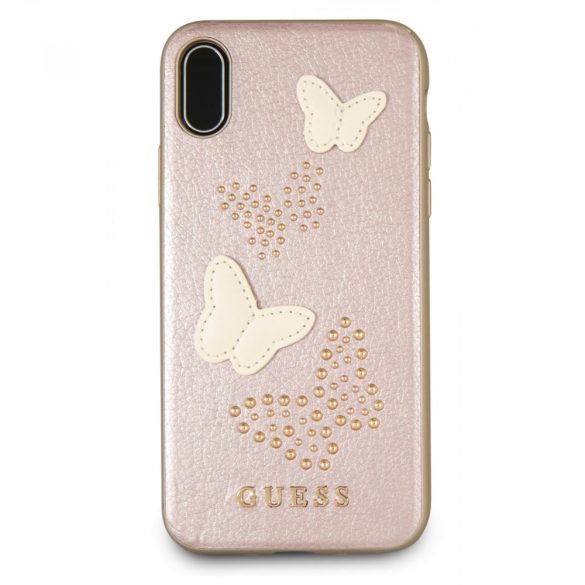Guess iPhone X/Xs Studs and Sparlkes Butterfies (GUHCPXPBURG) hátlap tok, rozé arany