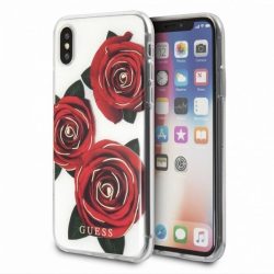   Guess iPhone X/Xs Flower Desire Red Rose (GUHCPXROSTR) hátlap, tok, átlátszó-mintás