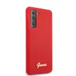 Guess Samsung Galaxy S21 Plus Silicone Script Metal Logo (GUHCS21MLSLMGRE) hátlap, tok, piros