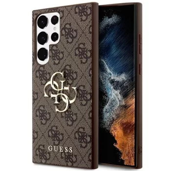   Guess GUHCS24LGF4GGR 4G Big Metal Logo hátlap, tok Samsung Galaxy S24 Ultra, barna