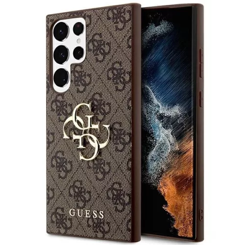 Guess GUHCS24LGF4GGR 4G Big Metal Logo hátlap, tok Samsung Galaxy S24 Ultra, barna