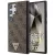 Guess GUHCS24LPGS4TDW Grip Stand 4G Triangle Strass Samsung Galaxy S24 Ultra hátlap, tok, barna