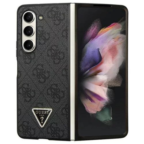 Guess Leather 4G Diamond Triangle hátlap, tok Samsung Galaxy Z Fold 5, fekete