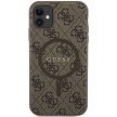 Guess GUHMN61G4GFRW iPhone 11 6.1"/Xr hátlap, tok 4G Collection Leather Metal Logo MagSafe, barna
