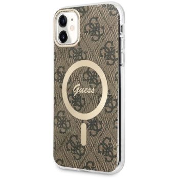   Guess GUHMN61H4STW iPhone 11 6.1" hátlap, tok 4G MagSafe, barna