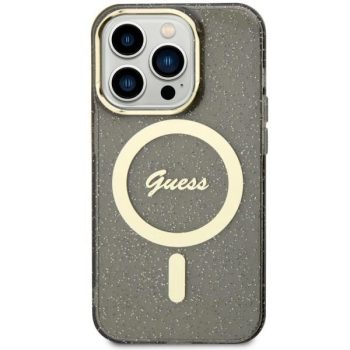   Guess GUHMN61HCMCGK iPhone 11/Xr 6.1" hátlap, tok Glitter Gold MagSafe, fekete