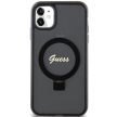 Guess GUHMN61HRSGSK Ring Stand Script Glitter MagSafe iPhone 11/Xr 6.1", hátlap, tok, fekete