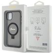 Guess GUHMN61HRSGSK Ring Stand Script Glitter MagSafe iPhone 11/Xr 6.1", hátlap, tok, fekete
