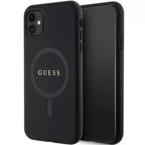 Guess GUHMN61PSAHMCK hátlap, tok iPhone 11/Xr Saffiano MagSafe, fekete