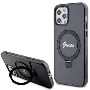   Guess GUHMP12MHRSGSK Script Glitter MagSafe iPhone 12/12 Pro 6.1" hátlap, tok, fekete