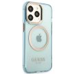 Guess Gold Outline Translucent MagSafe hátlap, tok iPhone 13 Pro/iPhone 13, kék