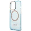 Guess Gold Outline Translucent MagSafe hátlap, tok iPhone 13 Pro/iPhone 13, kék