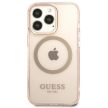 Guess GUHMP13LHTCMP iPhone 13 Pro/13 6.1" hátlap, tok Gold Outline Translucent MagSafe, rózsaszín