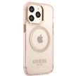 Guess GUHMP13LHTCMP iPhone 13 Pro/13 6.1" hátlap, tok Gold Outline Translucent MagSafe, rózsaszín