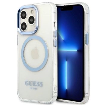   Guess GUHMP13LHTRMB Metal Outline MagSafe iPhone 13 Pro/13 6,1", tok, kék