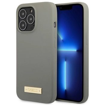   Guess GUHMP13LSPLG Silicone Logo Plate MagSafe iPhone 13/13 Pro 6.1", hátlap, tok, szürke