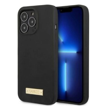   Guess GUHMP13LSPLK iPhone 13 Pro/13 6.1" hátlap, tok Silicone Logo Plate MagSafe, fekete