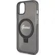 Guess GUHMP13MHRSGSK Ring Stand Script Glitter MagSafe iPhone 13 6.1" hátlap, tok, fekete