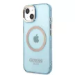 Guess Gold Outline Translucent MagSafe hátlap, tok iPhone 13, kék