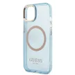 Guess Gold Outline Translucent MagSafe hátlap, tok iPhone 13, kék