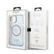 Guess Gold Outline Translucent MagSafe hátlap, tok iPhone 13, kék