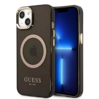   Guess Gold Outline Translucent MagSafe hátlap, tok iPhone 13, fekete