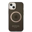 Guess Gold Outline Translucent MagSafe hátlap, tok iPhone 13, fekete