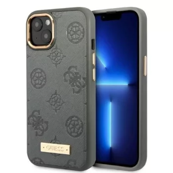   Guess GUHMP13MSAPSTG iPhone 13 6.1" hátlap, tok Peony Logo Plate MagSafe, szürke