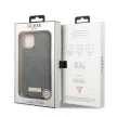 Guess GUHMP13MSAPSTG iPhone 13 6.1" hátlap, tok Peony Logo Plate MagSafe, szürke