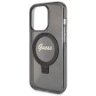 Guess GUHMP13XHRSGSK Ring Stand Script Glitter MagSafe iPhone 13 Pro Max 6.7" hátlap, tok, fekete