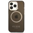 Guess Gold Outline Translucent MagSafe hátlap, tok iPhone 13 Pro Max, fekete