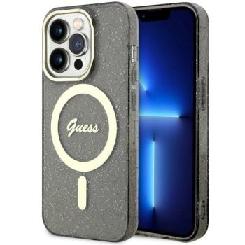   Guess GUHMP14LHCMCGK Glitter Gold MagSafe iPhone 14 Pro 6.1", hátlap, tok, fekete