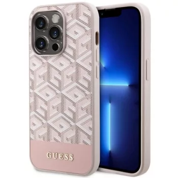   Guess GUHMP14LHGCFSEP iPhone 14 Pro 6.1" hátlap, tok GCube Stripes MagSafe, rózsaszín