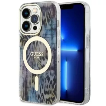   Guess GUHMP14LHLEOPWWB Leopard MagSafe iPhone 14 Pro 6.1", hátlap, tok, kék
