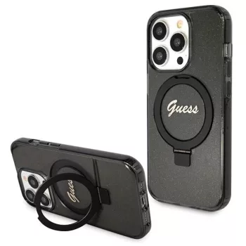   Guess GUHMP14LHRSGSK Script Glitter MagSafe iPhone 14 Pro 6.1" hátlap, tok, fekete