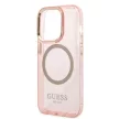 Guess GUHMP14LHTCMP iPhone 14 Pro 6.1" hátlap, tok Gold Outline Translucent MagSafe, rózsaszín