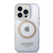 Guess GUHMP14LHTCMU iPhone 14 Pro 6.1" hátlap, tok Gold Outline Translucent MagSafe, lila