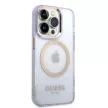 Guess GUHMP14LHTCMU iPhone 14 Pro 6.1" hátlap, tok Gold Outline Translucent MagSafe, lila