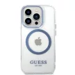 Guess Metal Outline MagSafe hátlap, tok iPhone 14 Pro, kék