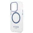 Guess Metal Outline MagSafe hátlap, tok iPhone 14 Pro, kék