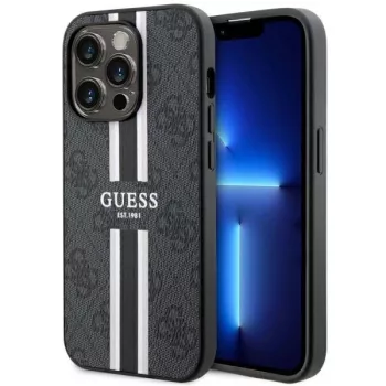   Guess GUHMP14LP4RPSK iPhone 14 Pro 6.1" hátlap, tok 4G Printed Stripes MagSafe, fekete