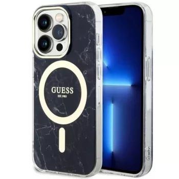   Guess GUHMP14LPCUMAK iPhone 14 Pro 6.1" hátlap, tok Marble MagSafe, fekete
