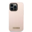 Guess iPhone 14 Pro Silicone Metal Logo MagSafe (GUHMP14LSBPLP) MagSafe hátlap, tok, rózsaszín