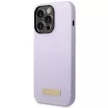 Guess GUHMP14LSBPLU iPhone 14 Pro 6.1" hátlap, tok Silicone Logo Plate MagSafe, lila